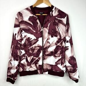 DKNY Purple & White Floral Bomber Windbreaker Jacket Small
